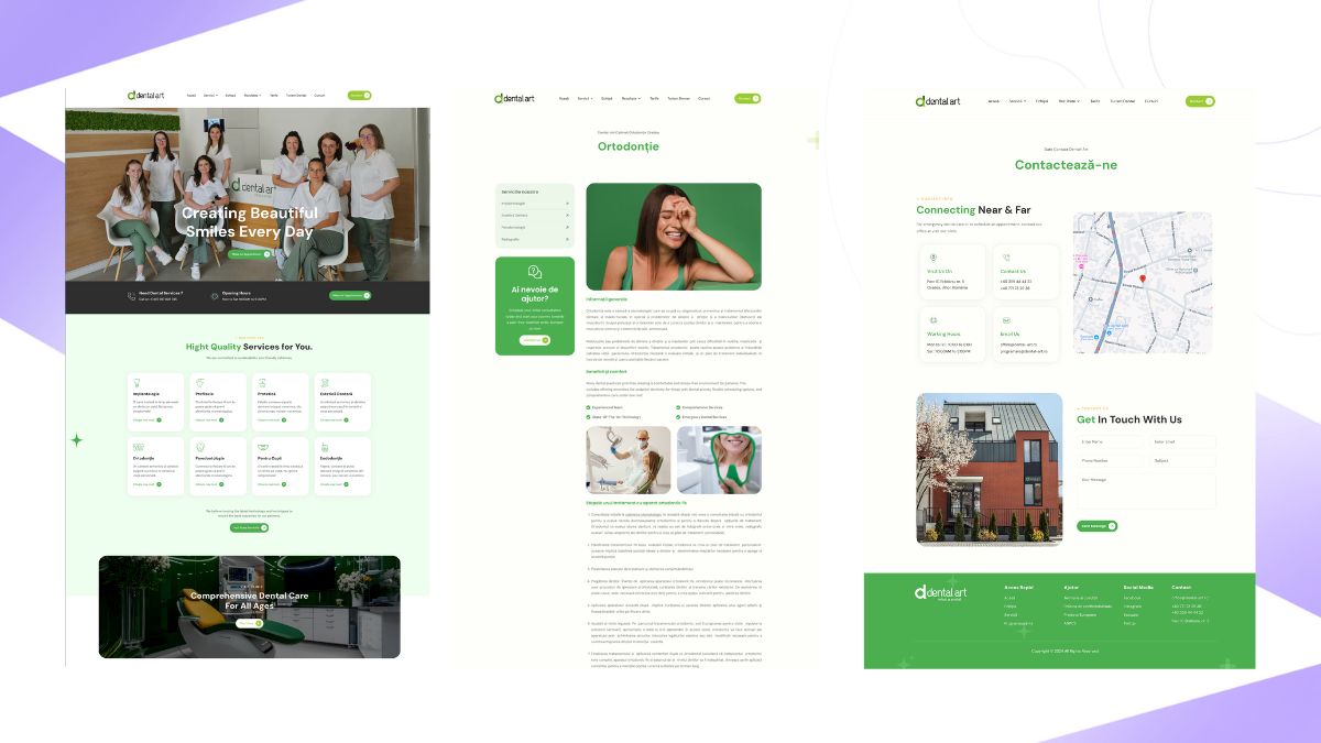 Landing page dedicat Dental Art — construit pentru o singură decizie: programarea. Elemente de încredere vizibile, CTA clar.
