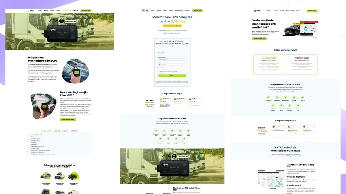 Landing pages dedicate — preț afișat clar, fără „cere ofertă", optimizate pentru o singură decizie.
