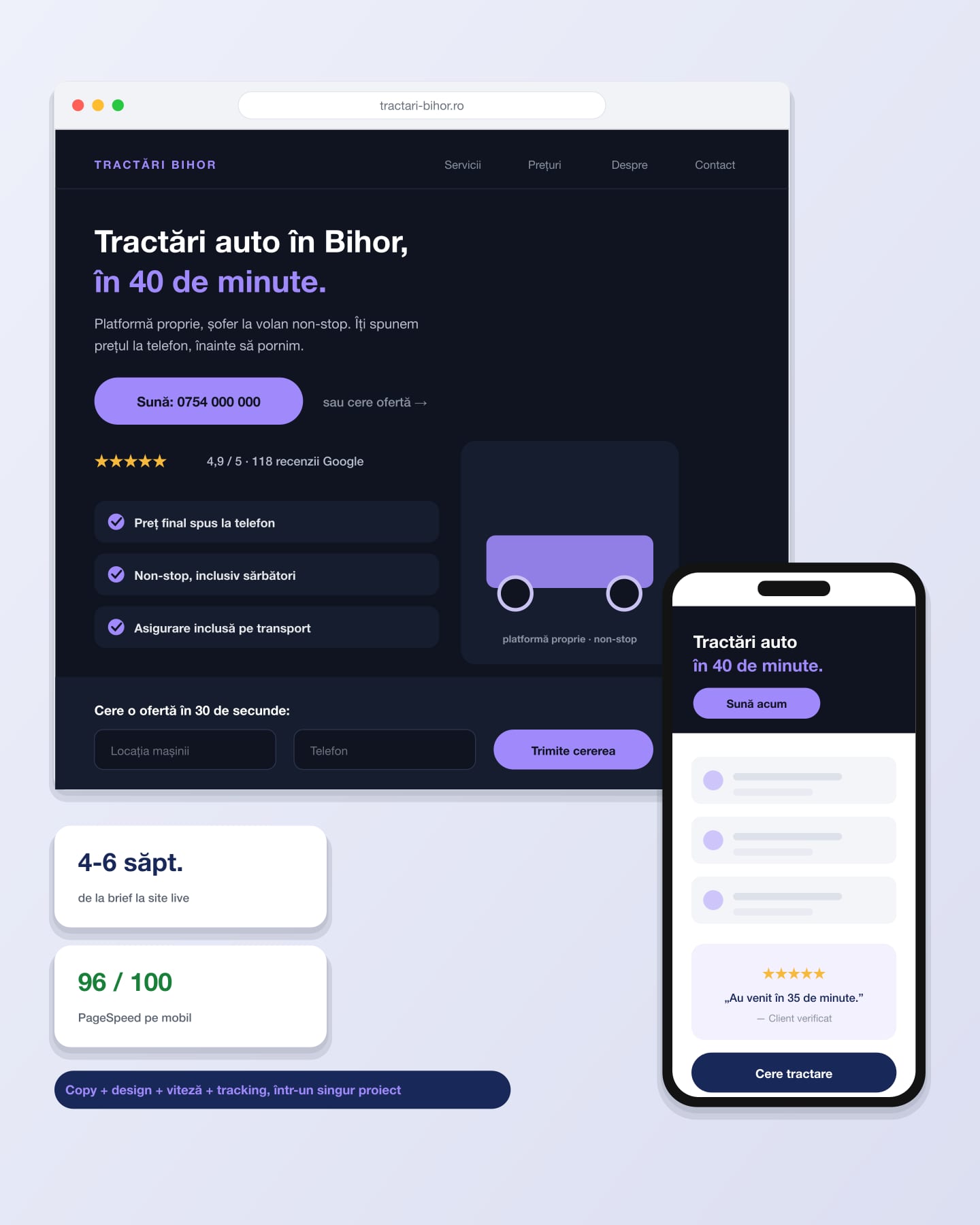 Creare site web — exemplu vizual