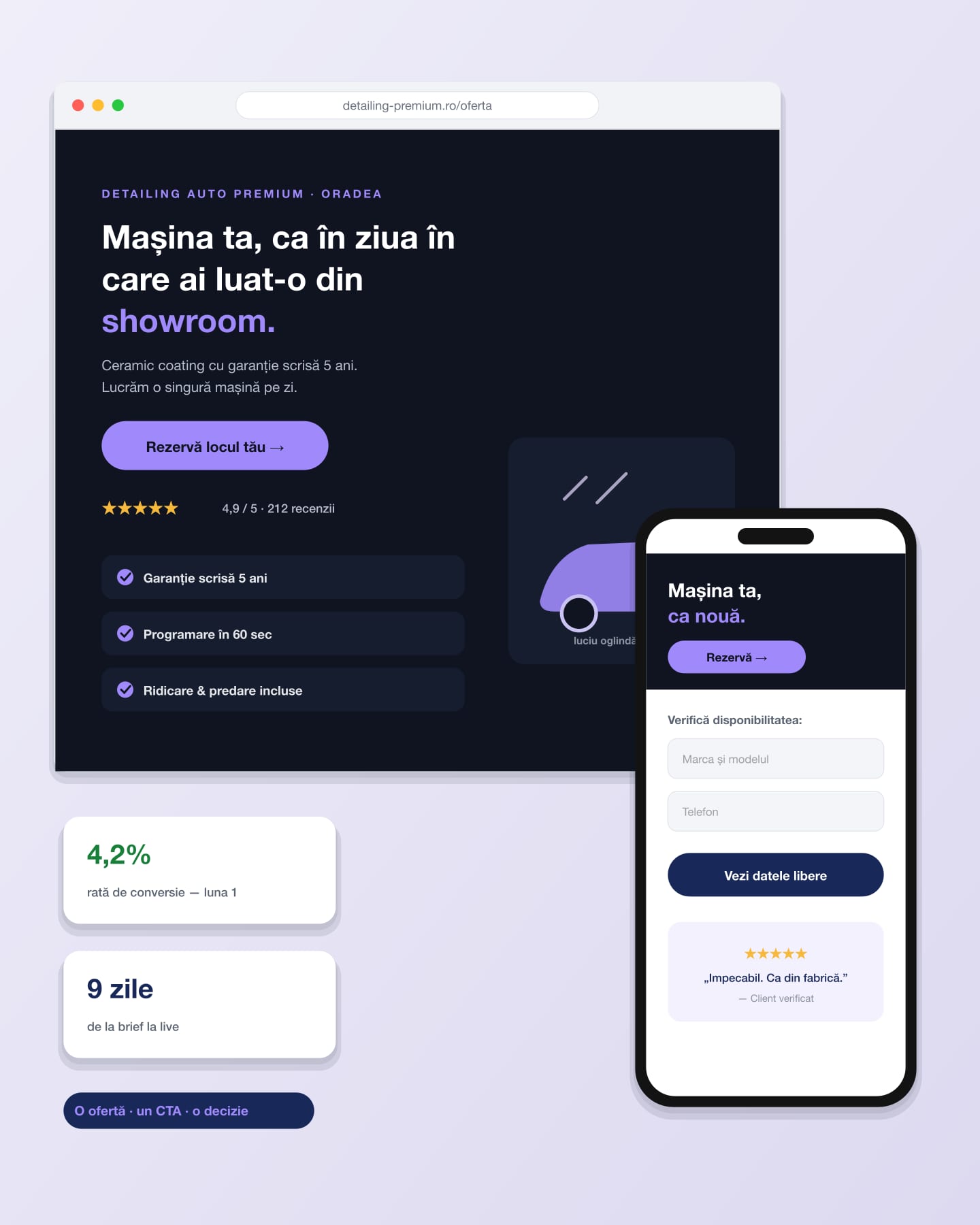 Realizare landing page — exemplu vizual
